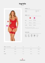 Комплект корсет та стрінги Obsessive Ingridia corset & thong M/L, червоний - Зображення 5