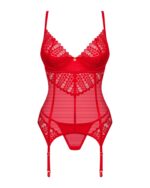 Комплект корсет та стрінги Obsessive Ingridia corset & thong M/L, червоний - Зображення 3