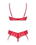 Комплект Obsessive Ingridia 2-pcs crotchless set XL/2XL, червоний, з доступом, відкриті груди - Зображення 4