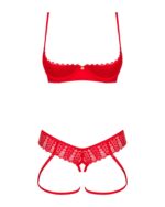 Комплект Obsessive Ingridia 2-pcs crotchless set XL/2XL, червоний, з доступом, відкриті груди - Зображення 3
