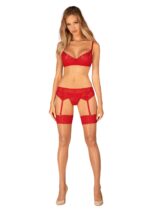 Комплект Obsessive Ingridia 3-pcs set XL/2XL, червоний, бюстгальтер, стрінги, пояс - Зображення 6