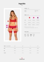 Комплект Obsessive Ingridia 3-pcs set XL/2XL, червоний, бюстгальтер, стрінги, пояс - Зображення 5