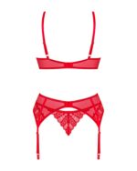 Комплект Obsessive Ingridia 3-pcs set XL/2XL, червоний, бюстгальтер, стрінги, пояс - Зображення 4