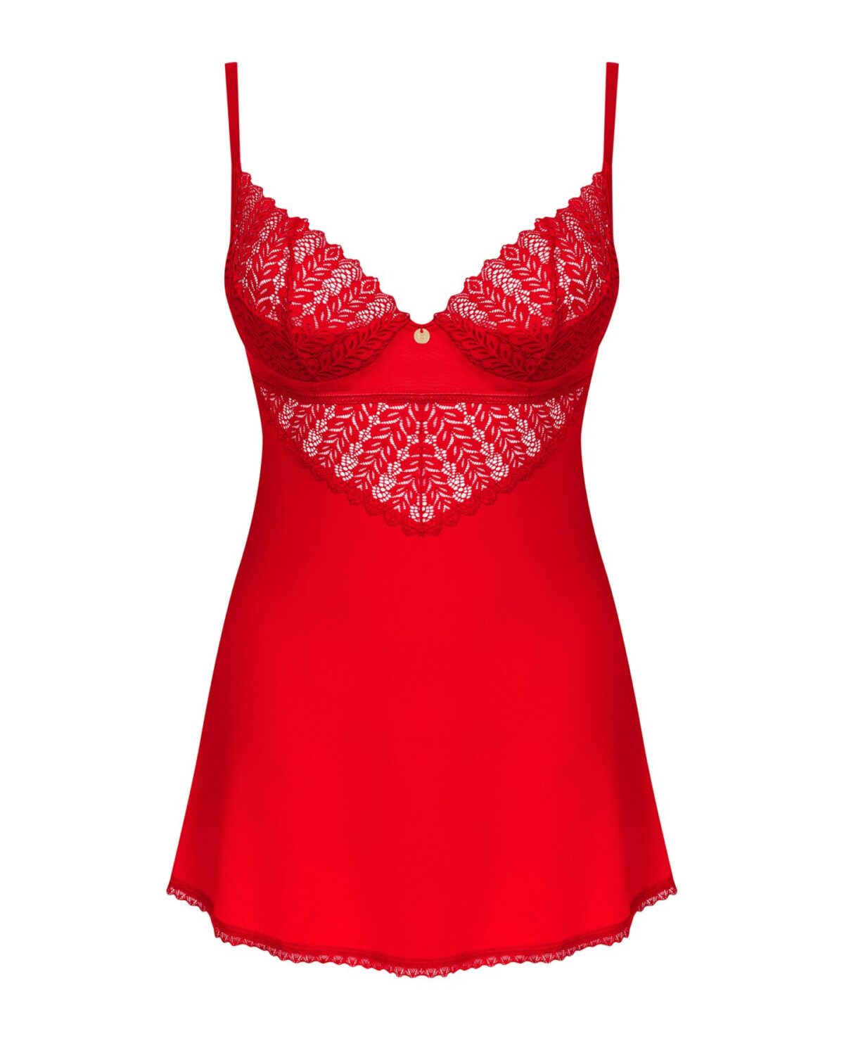 Пеньюар Obsessive Ingridia chemise & thong M/L, червоний, сорочка, стрінги - Зображення 3