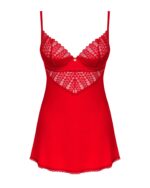 Пеньюар Obsessive Ingridia chemise & thong M/L, червоний, сорочка, стрінги - Зображення 3
