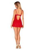 Пеньюар Obsessive Ingridia chemise & thong M/L, червоний, сорочка, стрінги - Зображення 7