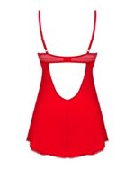 Пеньюар Obsessive Ingridia chemise & thong M/L, червоний, сорочка, стрінги - Зображення 4