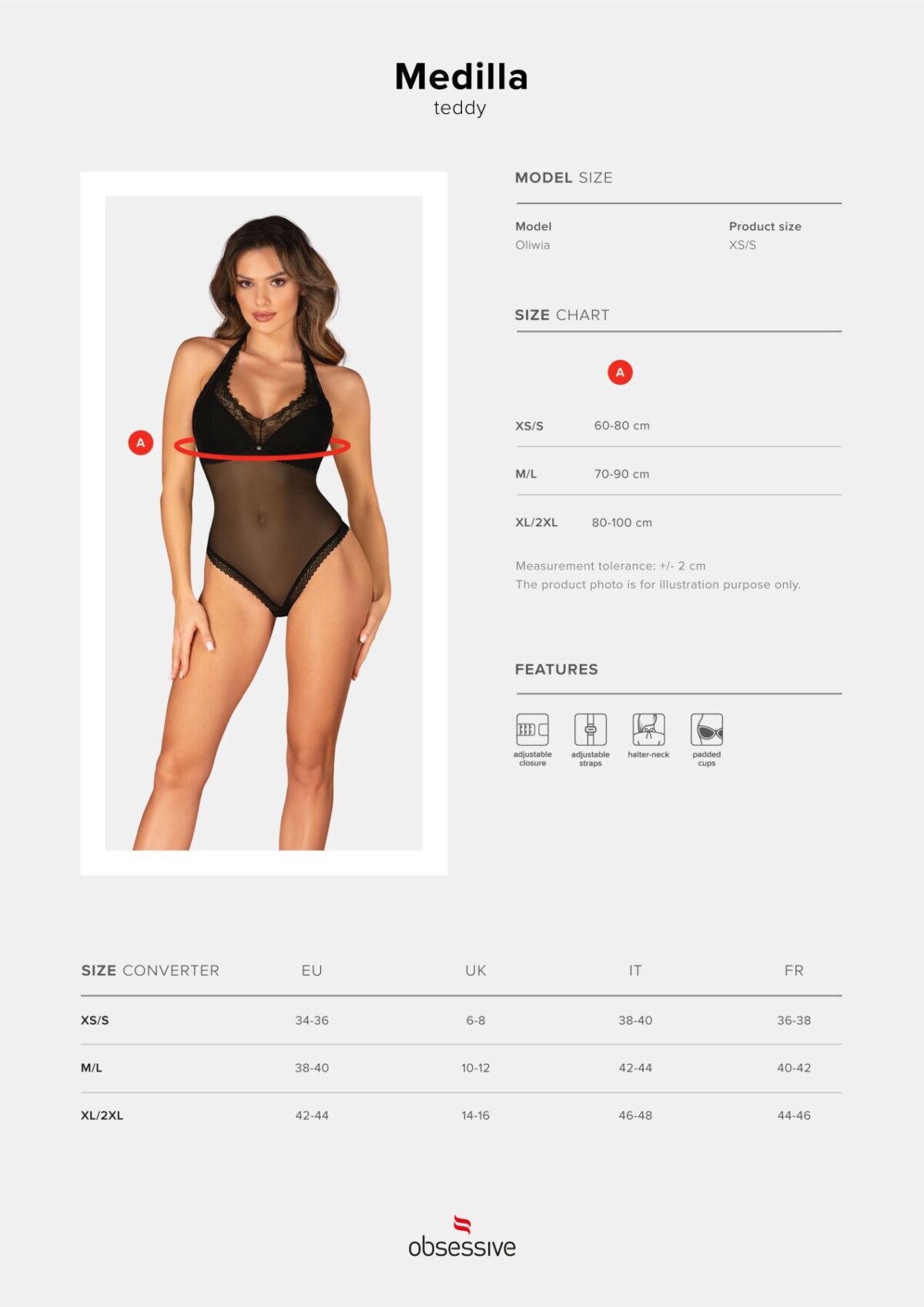 Боді Obsessive Medilla teddy XS/S - Зображення 5