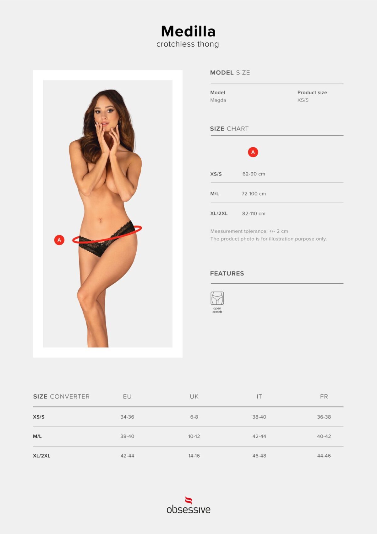 Трусики Obsessive Medilla crotchless thong XL/2XL - Зображення 5