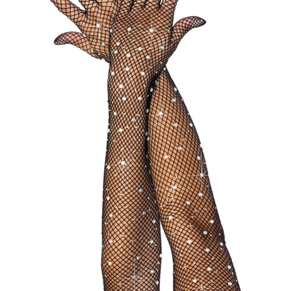 Довгі сітчасті рукавички Leg Avenue Rhinestone opera length gloves, з камінням, One Size