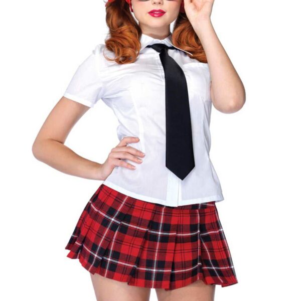 Еротичний костюм школярки Leg Avenue Private School Sweetie M, сорочка, спідниця, краватка, оправа