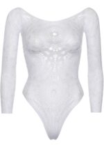 Еротичне боді-бодістокінг Leg Avenue Snap crotch thong back teddy White S/M - Зображення 3