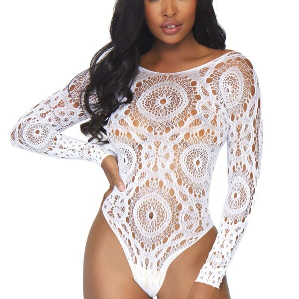 Еротичне боді-бодістокінг Leg Avenue Snap crotch thong back teddy White M/L