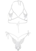 Еротичний комплект з відкритою чашкою Leg Avenue Open cup bra and pearl panty One Size White - Зображення 5