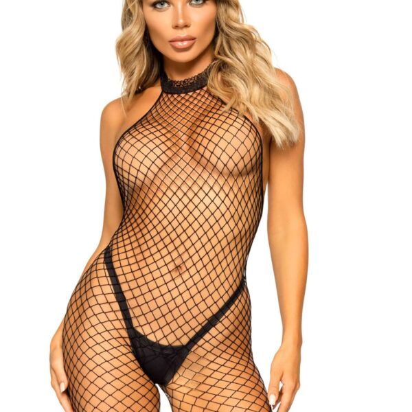 Еротичний сітчастий бодістокінг Leg Avenue Racer neck bodystocking Black