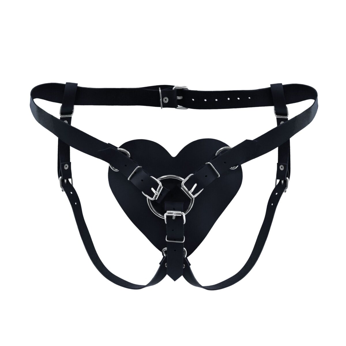 Трусики Серце для страпону з натуральної шкіри Feral Feelings - Hearts Strap-on Belt Black - Зображення 1