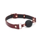 Силіконовий кляп Liebe Seele Wine Red Ball Gag, діаметр кульки 4,3 см, ремінь із натуральної шкіри - Зображення 2