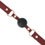 Силіконовий кляп Liebe Seele Wine Red Ball Gag, діаметр кульки 4,3 см, ремінь із натуральної шкіри - Зображення 3
