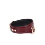 Шкіряний нашийник з повідцем Liebe Seele Wine Red Curved Collar, замок-сердечко - Зображення 4