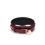 Шкіряний нашийник з повідцем Liebe Seele Wine Red Curved Collar, замок-сердечко - Зображення 2