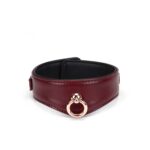 Шкіряний нашийник з повідцем Liebe Seele Wine Red Curved Collar, замок-сердечко - Зображення 3