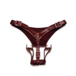 Шкіряні трусики для вібратора Liebe Seele Wine Red Forced Orgasm Strop, повністю регульовані - Зображення 2