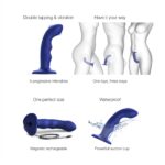 Насадка для страпона з подвійною точковою пульсацією Strap-On-Me TAPPING DILDO WAVE – NIGHT BLUE, М - Зображення 3
