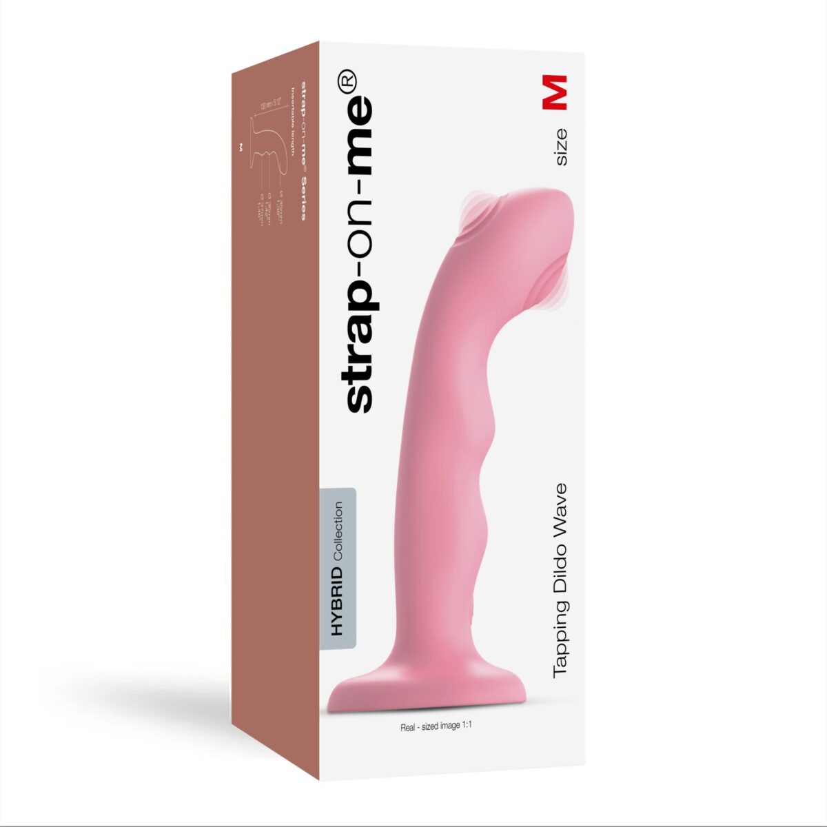 Насадка для страпона з подвійною точковою пульсацією Strap-On-Me TAPPING DILDO WAVE – CORAL PINK, М - Зображення 5