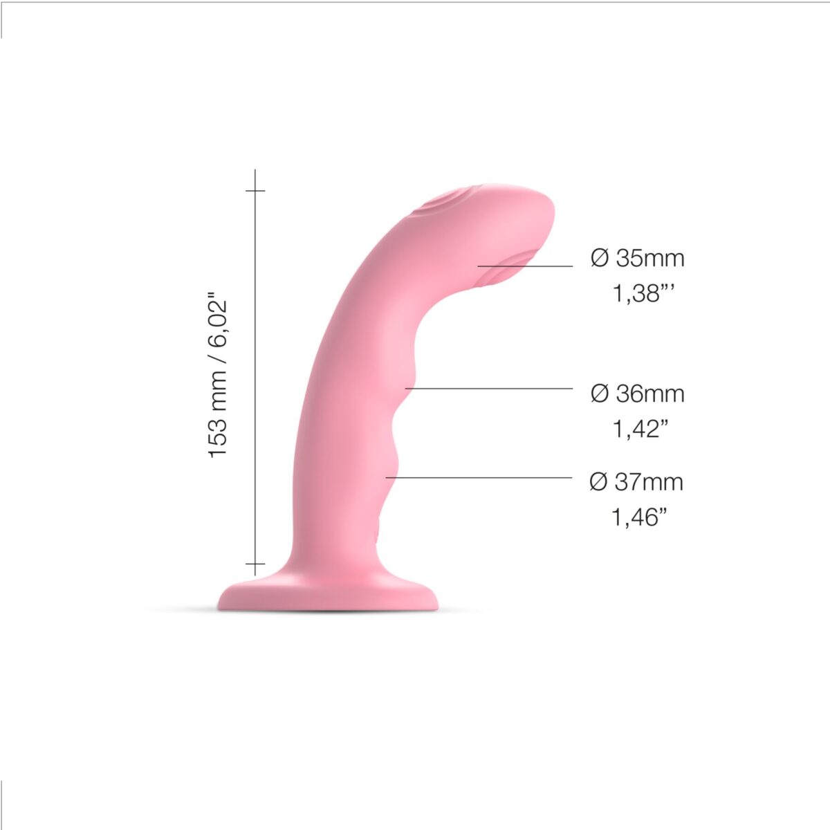 Насадка для страпона з подвійною точковою пульсацією Strap-On-Me TAPPING DILDO WAVE – CORAL PINK, М - Зображення 2