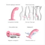 Насадка для страпона з подвійною точковою пульсацією Strap-On-Me TAPPING DILDO WAVE – CORAL PINK, М - Зображення 3