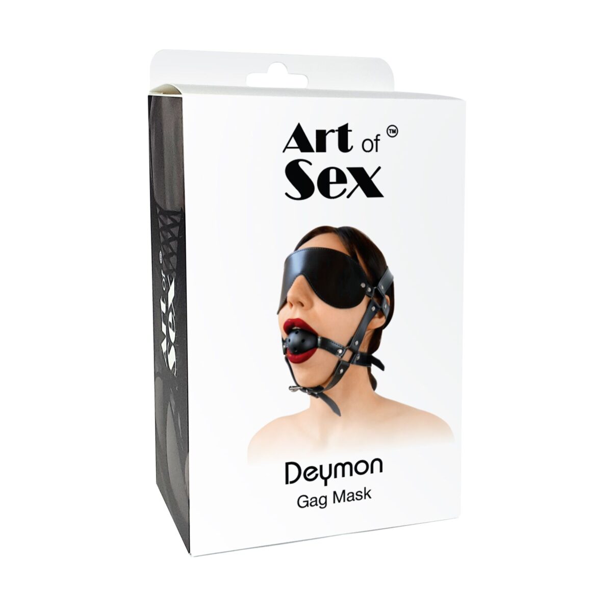 Кляп-маска Art of Sex - Deymon, екошкіра, колір чорний - Зображення 4