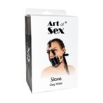 Кляп-маска з пластиковою кулею Art of Sex - Slave, Натуральна шкіра, колір Чорний - Зображення 4