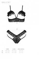 Еротичний комплект Passion DOLLY SET, L/XL, black, з відкритими чашками - Зображення 5
