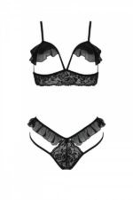 Еротичний комплект Passion DOLLY SET, L/XL, black, з відкритими чашками - Зображення 3