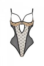 Еротичне боді Passion MARINA BODY, L/XL, beige, з відкритими чашками - Зображення 3