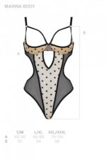 Еротичне боді Passion MARINA BODY, S/M, beige, з відкритими чашками - Зображення 5