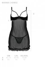Еротичний пеньюар Passion MARINA CHEMISE, XXL/XXXL, black - Зображення 5