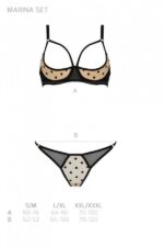 Еротичний комплект Passion MARINA SET WITH OPEN BRA, L/XL, beige, відкриті чашки - Зображення 5