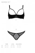 Еротичний комплект Passion MARINA SET WITH OPEN BRA, S/M, black, відкриті чашки - Зображення 5