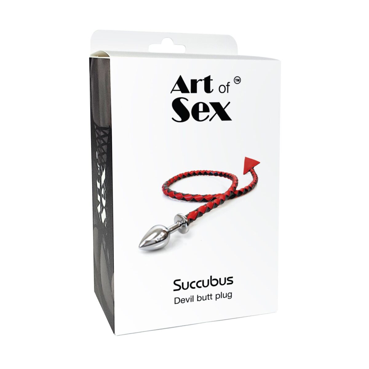 Металева анальна пробка M з диявольським хвостом Art of Sex - Succubus, екошкіра, чорний - Зображення 6