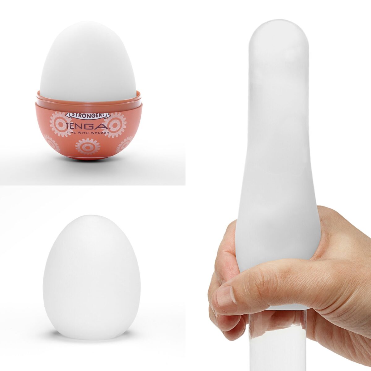 Мастурбатор-яйце Tenga Egg Gear, щільний TPE, пробник лубриканту 5 мл - Зображення 2