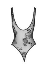 (SALE) Боді Noir Handmade F242 Tulle body with patterned flock embroidery - M - Зображення 5