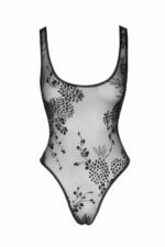 (SALE) Боді Noir Handmade F242 Tulle body with patterned flock embroidery - M - Зображення 6