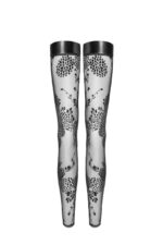 (SALE) Панчохи Noir Handmade F243 Tulle stockings with patterned flock embroidery - M - Зображення 4