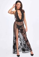 Сукня Noir Handmade F312 Divinity long flocked mesh dress with open back - S - Зображення 3