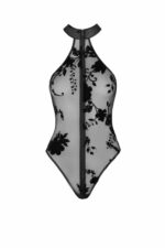 Боді Noir Handmade F314 Ego flocked mesh halter bodysuit - M - Зображення 4