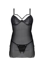 Пеньюар Passion DROSERA CHEMISE black, S/M, мереживний ліф зі стрепами, трусики в комплекті - Зображення 3