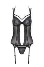 Корсет Passion DROSERA CORSET black, XXL/XXXL, з кріпленнями для панчіх, трусики в комплекті - Зображення 3