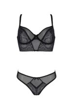 Комплект Passion DROSERA SET black, L/XL, сітка+мереживо, бюстьє та трусики танга - Зображення 3