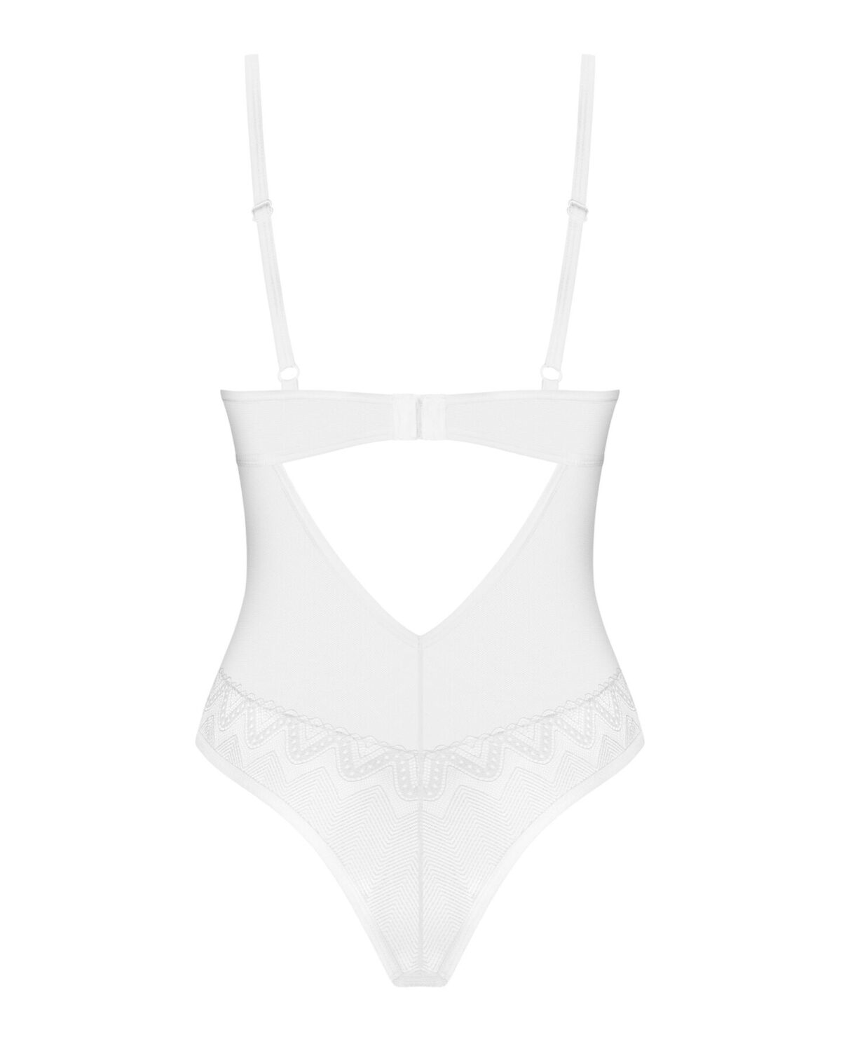 Боді Obsessive Alissium Teddy White, XS/S, ліф з м’якою чашкою, високі вирізи для ніг - Зображення 6